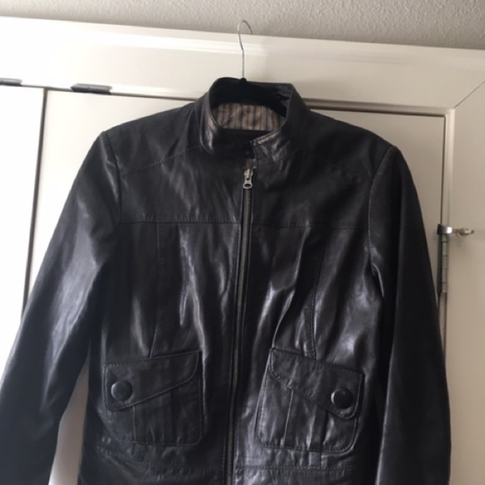 Ladies black leather jacket